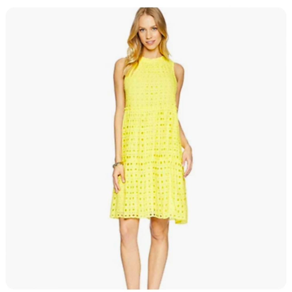 Lilly Pulitzer Indria Yellow Eyelet Sleeveless Dress Women's size S